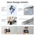 aMagisn Street Photography Handle Grip for DJI Action 5 Pro/Action 4/Action 3, Compatible with Original Camera Cage, Plastic Version, Metal Black, Metal Gray
