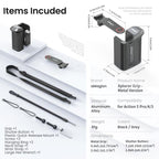 aMagisn Street Photography Handle Grip for DJI Action 5 Pro/Action 4/Action 3, Compatible with Original Camera Cage, Plastic Version, Metal Black, Metal Gray
