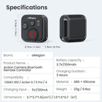 aMagisn Bluetooth Remote Shutter for DJI Osmo Action 6/Action 5 Pro/Action 4/Osmo 360, AA28