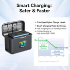 For Insta360 X4 Air Battery aMagisn 36W Fast Charging Case with Color Display & Built-in USB-C Cable, PM13