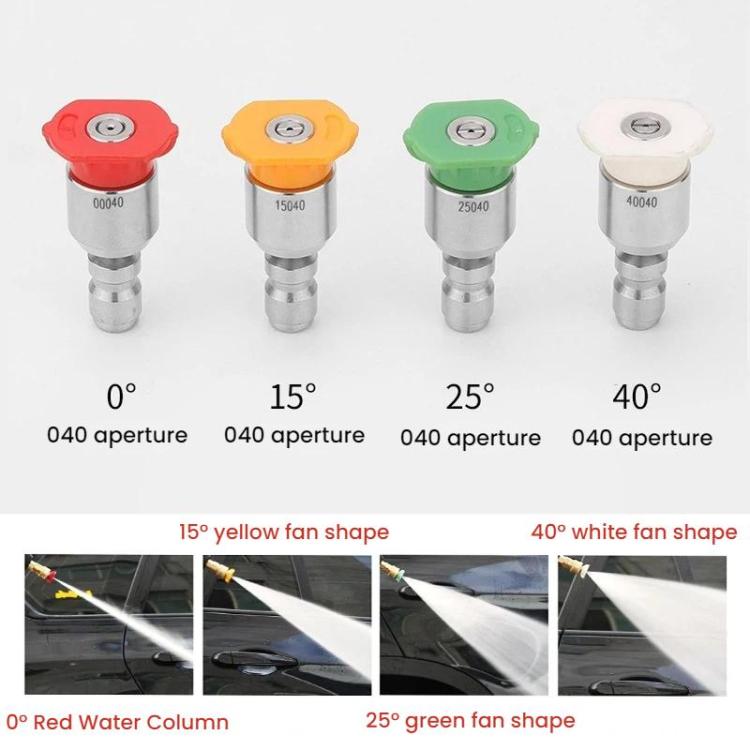 1/4-inch High-pressure Car Wash Machine Universal Rotating Quick-connect Nozzle, 0 Degree, 15 Degree, 25 Degree, 40 Degree