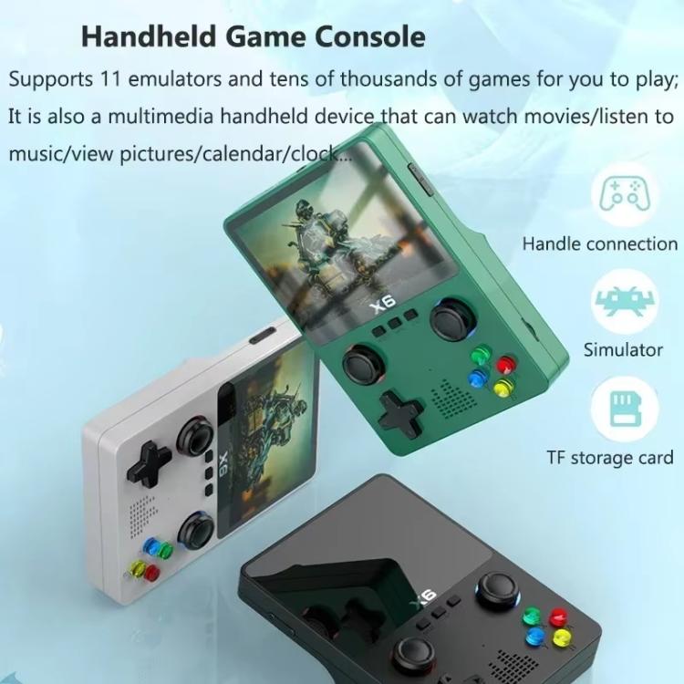 X6 Gaming Console Handheld Emulator Multi-Functional Retro Dual-Joystick HD Color Screen 32G Arcade, Single-player, Dual-Player