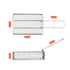 COOL CAMP Camping Stainless Steel Foldable Strainer Frying Basket for Outdoor Cooking,, 175 x 120 x 50mm