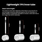 ENLEE Bike Presta Valve Lightweight TPU Inner Tube, Road 23-32C 45mm, Road 23-32C 65mm, Road 23-32C 85mm, MTB 26 inch, MTB 27.5 inch, MTB 29 inch, Gravel 45mm, Gravel 65mm