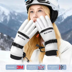 WEST BIKING Touchscreen Ski Gloves Windproof & Waterproof Winter Gloves with Anti-Slip Palm, Zipper Pocket for Snow Pass, S, M, L, XL