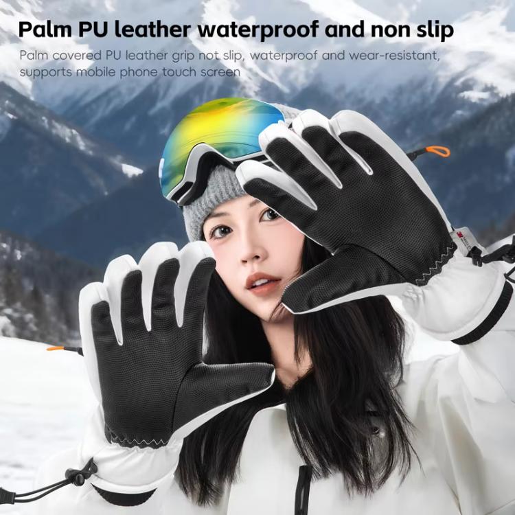 WEST BIKING Touchscreen Ski Gloves Windproof & Waterproof Winter Gloves with Anti-Slip Palm, Zipper Pocket for Snow Pass, S, M, L, XL