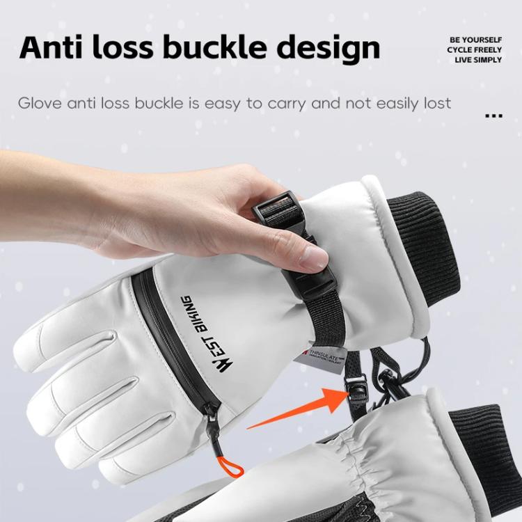 WEST BIKING Touchscreen Ski Gloves Windproof & Waterproof Winter Gloves with Anti-Slip Palm, Zipper Pocket for Snow Pass, S, M, L, XL