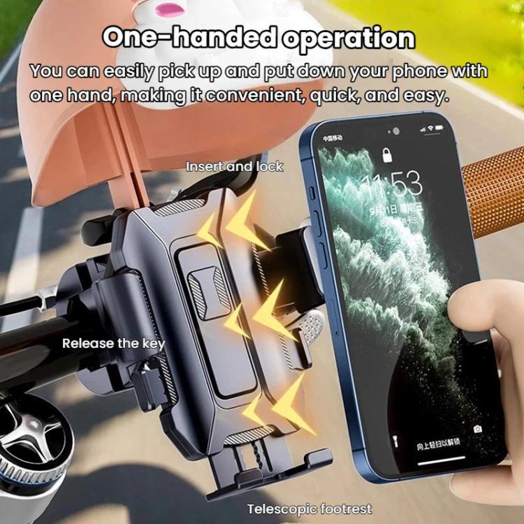 Outdoor Waterproof Motorcycle Phone Mount With Helmet Universal Phone Navigation Bracket, Handlebar Black, Handlebar Pink, Rearview Mirror Black, Rearview Mirror Pink