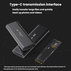 Blueendless 2802N Aluminum Alloy NVMe Portable Hard Drive Enclosure With Screw-Lock M.2 SSD Reader, With USB+Type-C Cable, With USB Cable