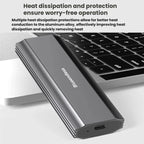 Blueendless M.2 Dual-Protocol Portable Hard Drive Enclosure NVMe/SATA Universal Aluminum Alloy SSD Enclosure, Curved With Type-C To USB Cable, Curved With 2 In 1 Cable, Striped With Type-C To USB Cable, Striped With 2 In 1 Cable