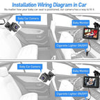 4.3 Inch 1080P HD Car Baby Monitor Infrared Night Vision Camera, With Cigarette Lighter, With USB