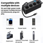 BY-1847 120W 1-To-4 Retractable Car Cable Digital Display Cigarette Lighter Car Charger