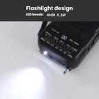 W-213 FM/AM Pointer Dual-Power Radio Portable Clip-On Radio With Flashlight