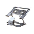 2-in-1 Foldable Laptop Tablet Stand Riser with Phone Holder, Fan Type Black, Fan Type Silver, Semiconductor Silver