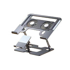 2-in-1 Foldable Laptop Tablet Stand Riser with Phone Holder, Fan Type Black, Fan Type Silver, Semiconductor Silver