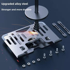 2-in-1 Foldable Laptop Tablet Stand Riser with Phone Holder, Fan Type Black, Fan Type Silver, Semiconductor Silver