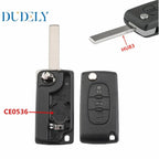 For Peugeot / Citroen Folding Car Remote Key Shell Special MPV Key, Grooveless With Seat VA2, CE0536, Grooved Without Seat HU83, CE0523