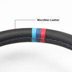 14 inch 350mm Car Steering Wheel Super Microfiber Leather Tri-Color Patchwork Drift Gaming Wheel