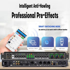 FX12L Preamp Effects Processor Bluetooth USB Home Stage Feedback Suppression Anti-Howling Processor, US Plug, EU Plug, UK Plug, AU Plug