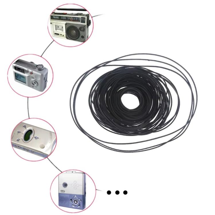 Mix Assorted Rubber Belts CD DVD Cassette Tape, 60pcs 0.5mm Square Fold Length 40-100mm, 30pcs 0.7mm Square Fold Length 45-120mm, 20pcs 1mm Square Fold Length 35-85mm, 20pcs 1mm Square Fold Length 90-135mm, 30pcs 1mm Square Fold Length 40-135mm        ...