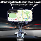 Car Phone Holder With 360-degree Rotation Dashboard Crocodile Clip Mount, Mirror Finish, Textured Finish