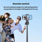 C15 Portable Remote Control Tripod Selfie Stick For Phone & Action Camera, 1/4 inch Adapter, Magnetic Quick-Release