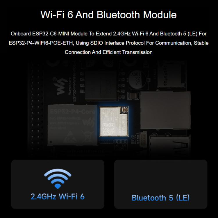 WAVESHARE ESP32-P4-WIFI6-POE-ETH Development Board Supports Power Over Ethernet (PoE), Package C