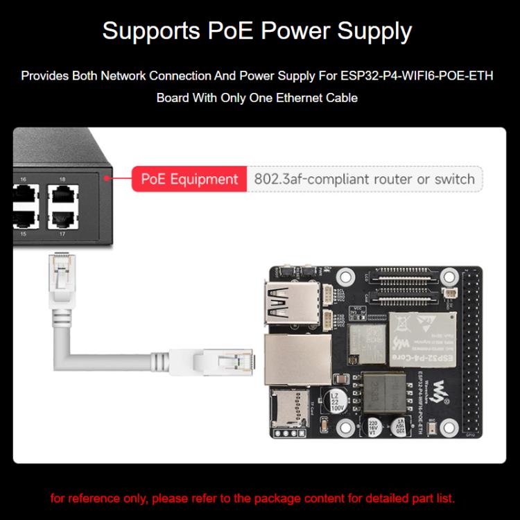 WAVESHARE ESP32-P4-WIFI6-POE-ETH Development Board Supports Power Over Ethernet (PoE), Package C