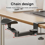 Ergonomic Computer Desk Arm Rest 360-degree Rotating Desk Clamp Arm Support Bracket Keyboard Armrest Extender