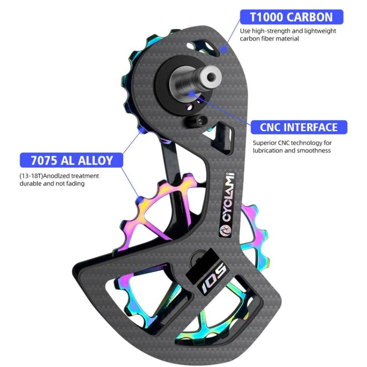 CYCLAMI Shifter Carbon Fiber Road Bike Ceramic Rear Derailleur Large Pulley, For Shimano 8000 / 8020 / 8050 / 8070 / 8170 / 9100 / 9150 / 9170, For Shimano R7000, For Shimano 5800 / 5700, For Shimano 6800 / 6870 / 9000 / 9070