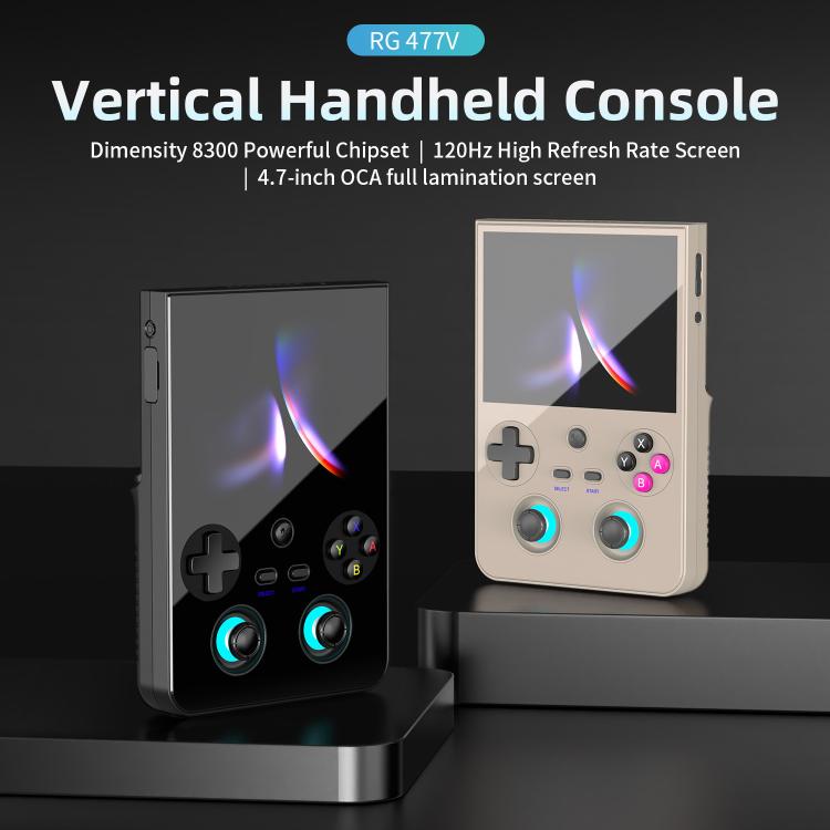 ANBERNIC RG477V 4.7-Inch 120Hz Vertical Handheld Console Dimensity 8300 Chipset, Android 14, RGB Lighting & Gyroscope, Built In 8G+128GB, Built In 8G+128GB+128G SD Card