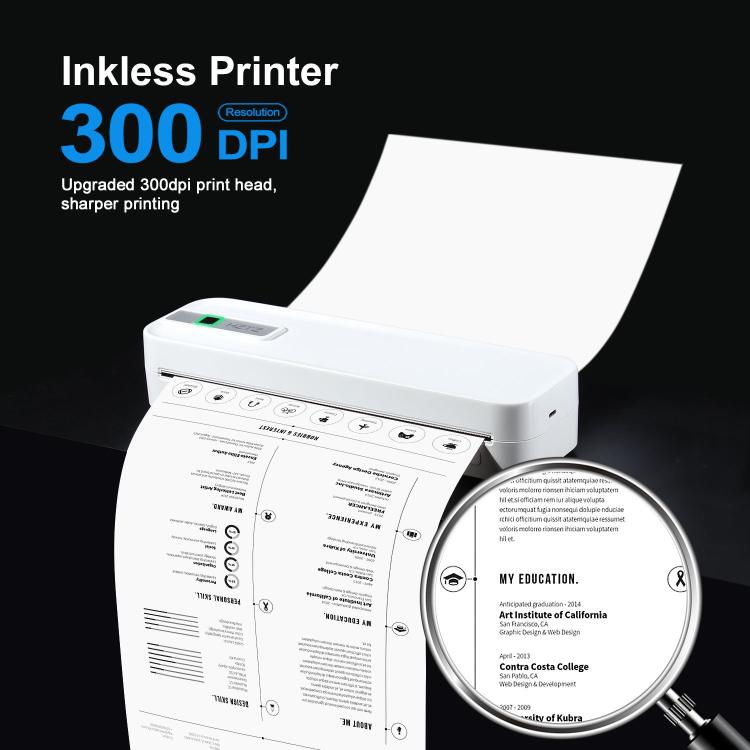 Wireless Rechargeable Thermal Printer Supports 2-inch to 8.5-inch Paper for PDF, Files, Images, and Tattoo Paper, HZTZ A4RJ 200dpi White, HZTZ A4RJ 200dpi Black, HZTZ A4RJ PRO 300dpi White, HZTZ A4RJ PRO 300dpi Black