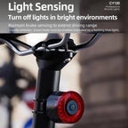 Bicycle Smart Braking Carbon Fiber Vibration Sensing Rear Light Warning Light, CY120