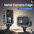 For DJI OSMO Action 6 aMagisn Metal Cage Quick Release Protective Frame with Silicone Lens Cap, Action 6 Metal Cage