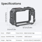 For DJI OSMO Action 6 aMagisn Metal Cage Quick Release Protective Frame with Silicone Lens Cap, Action 6 Metal Cage