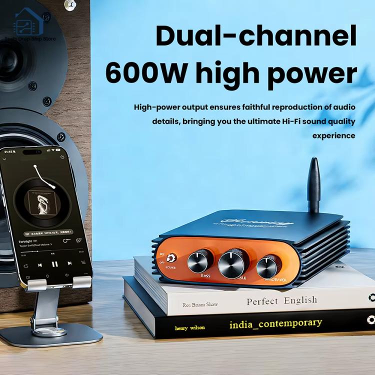 Sienwiny YS-KL5 Bluetooth 5.3 Dual-Channel TPA3255 Chip 600W High-Power HiFi Digital Amplifier, EU Plug, US Plug