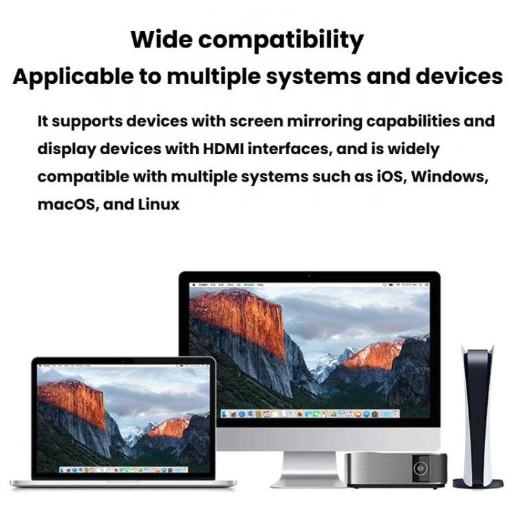 2 In 1 Type-C Portable Wireless Screen Mirroring Device HDMI Computer Wireless Peer-To-Peer Screen Mirroring Device, White Orange