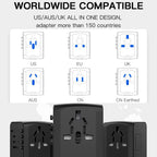 Travel Adapter 3 USB+Type-C Universal Socket Multi-Function Charger, US/EU/UK/AU Plug, 199T-3U