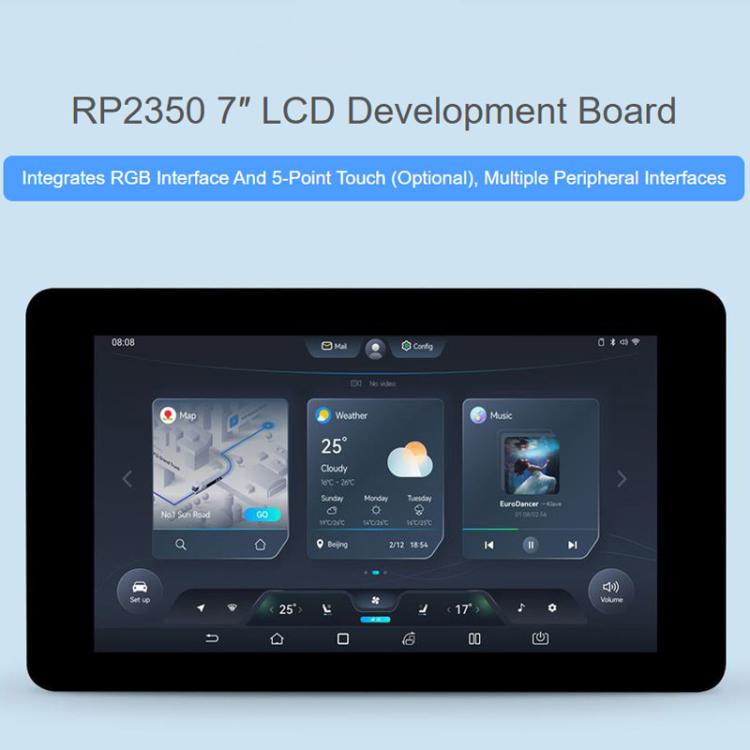 Waveshare RP2350 7 Inch LCD Development Board, 800 X 480 Resolution, 65K Color, Supports Dual-Core And Dual-Architecture, No Touch Control, With Touch Control