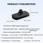 BRDRC Action Cameras Magnetic Quick-release Backpack Shoulder Strap Slip, For DJI Action 6 / Nano, For DJI Action 3 / 4 / 5Pro / Osmo 360, For Insta360 Ace Pro 1 / 2 / ACE / X5, For Gopro, 1/4 Interface