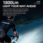 CYCLAMI AI1800 Bicycle Headlight Waterproof High-Intensity Night Riding Flashlight