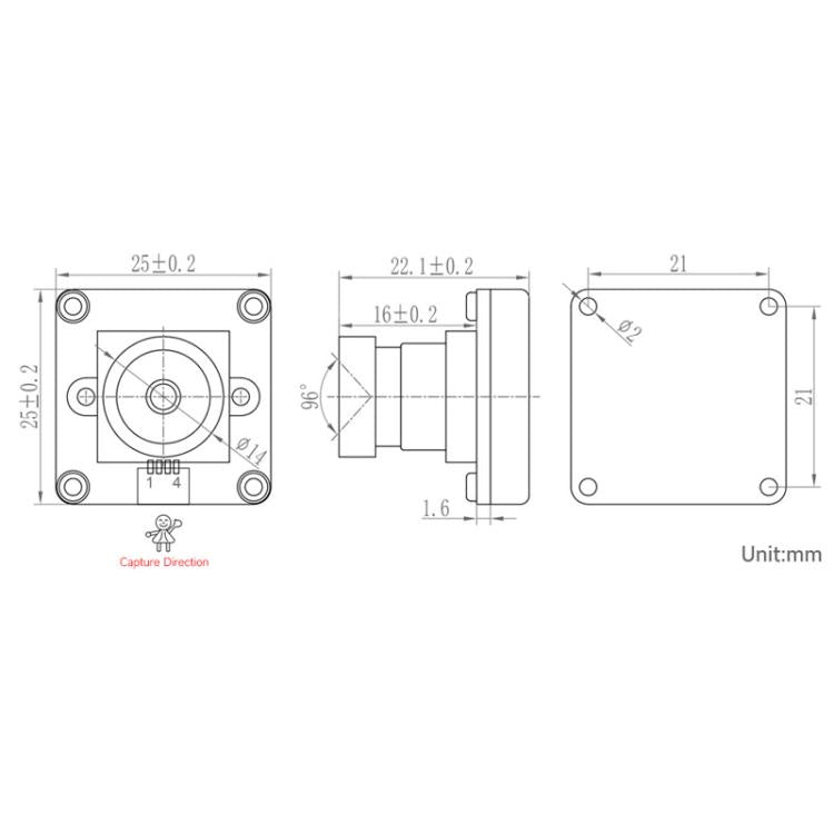 OV2735 2MP USB Camera Supports USB2.0 Type-C Port And SH1.0 4PIN Header, 33122