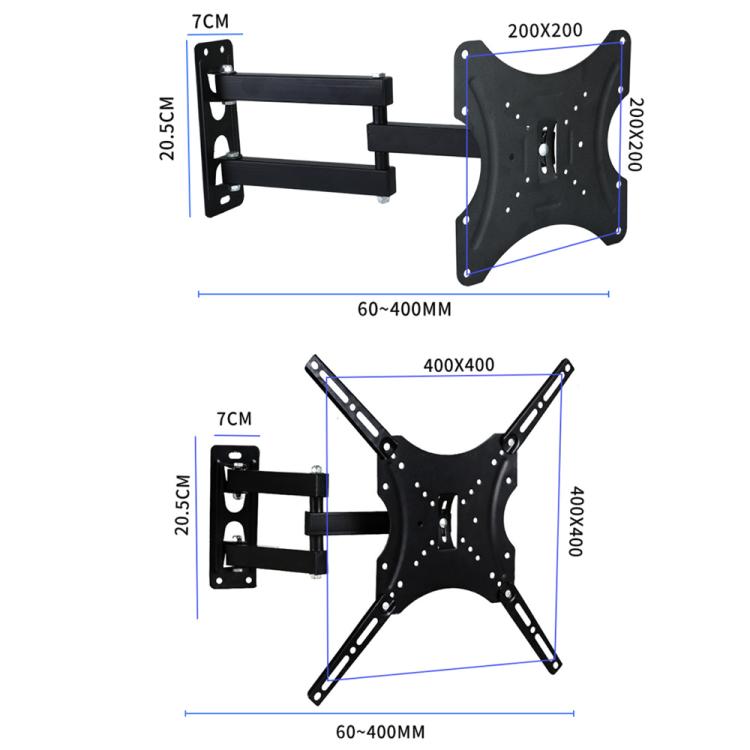 Articulating TV Wall Mount with Wide Swing Arm, Extends and Tilts for 14-55 Inch TVs and Monitors, 117B, 117B-2