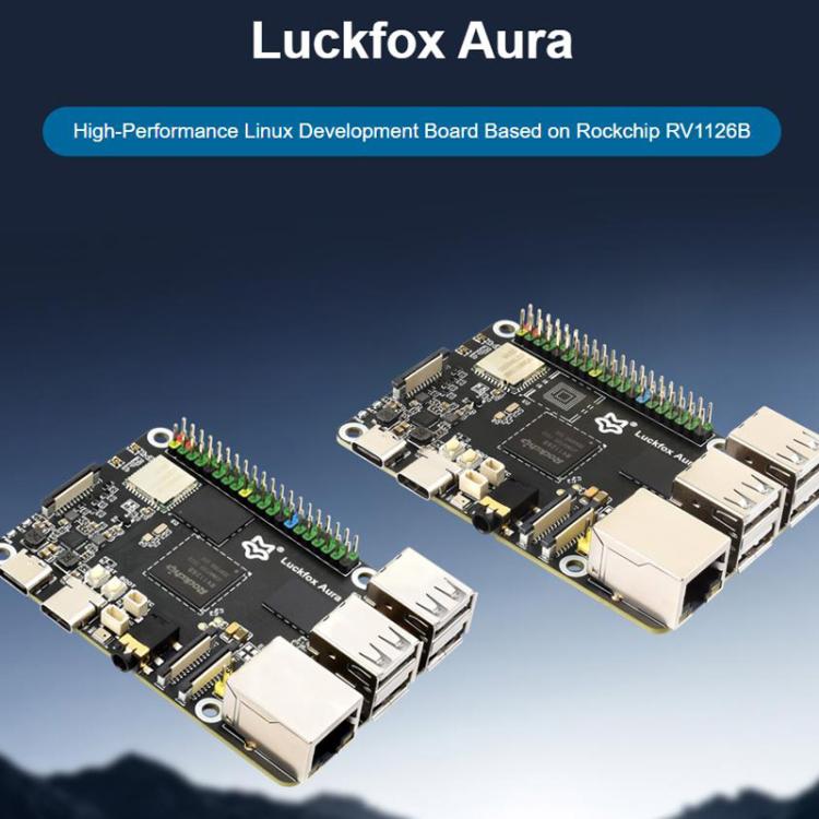 Luckfox Aura High-Performance Linux Development Board Rockchip RV1126B Quad-Core 1.6GHz Processor, RAM 2GB eMMC Flash 64GB, RAM 4GB No eMMC, RAM 4GB eMMC Flash 64GB