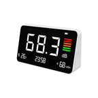 Digital 4-in-1 Noise Meter with Temperature & Humidity Sensor, Time Display Rechargeable Battery, Adjustable Backlight, DM219N