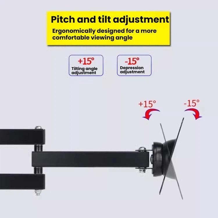 Telescopic Rotating Monitor Mount Wall Bracket for 10-24 Inch TV LCD Screens, 116B
