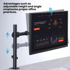 Desk Clamp Monitor Stand with Telescopic Arm, 40cm Height-Adjustable Pole Mount for Computer Screens, Pole Mount