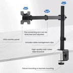 Desk Clamp Monitor Stand with Telescopic Arm, 40cm Height-Adjustable Pole Mount for Computer Screens, Pole Mount