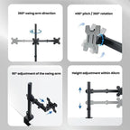 Desk Clamp Monitor Stand with Telescopic Arm, 40cm Height-Adjustable Pole Mount for Computer Screens, Pole Mount
