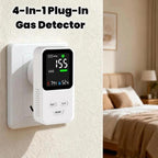 4-In-1 Plug-In Gas Detector Carbon Monoxide Combustible Gas Temperature Humidity Monitor With High Sensitivity & Alarm, US Plug, DM340  White, DM340 Black
